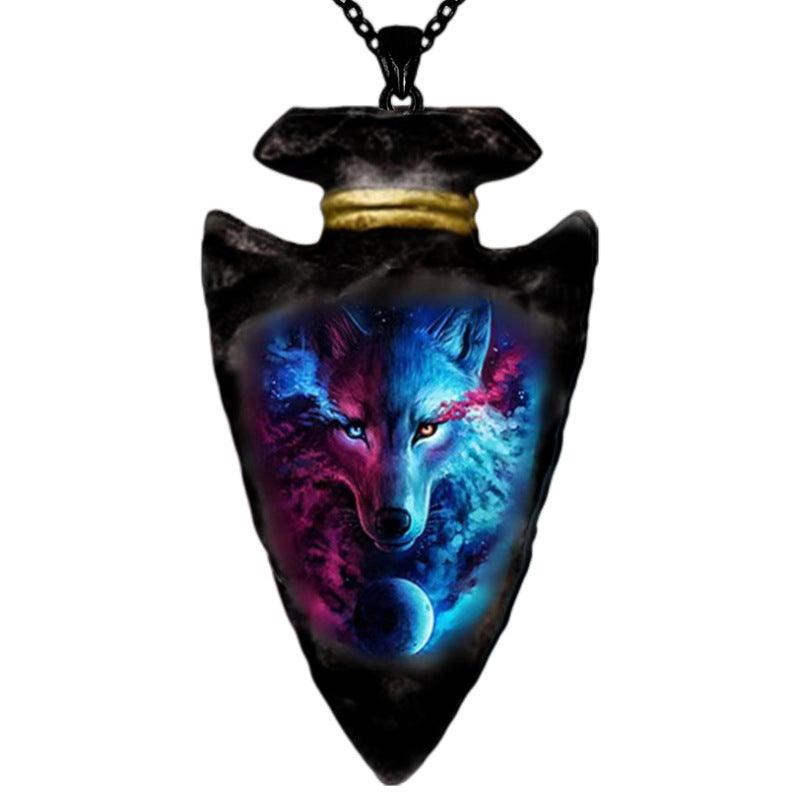 Animal Wolf Head Totem Arrow Pendant