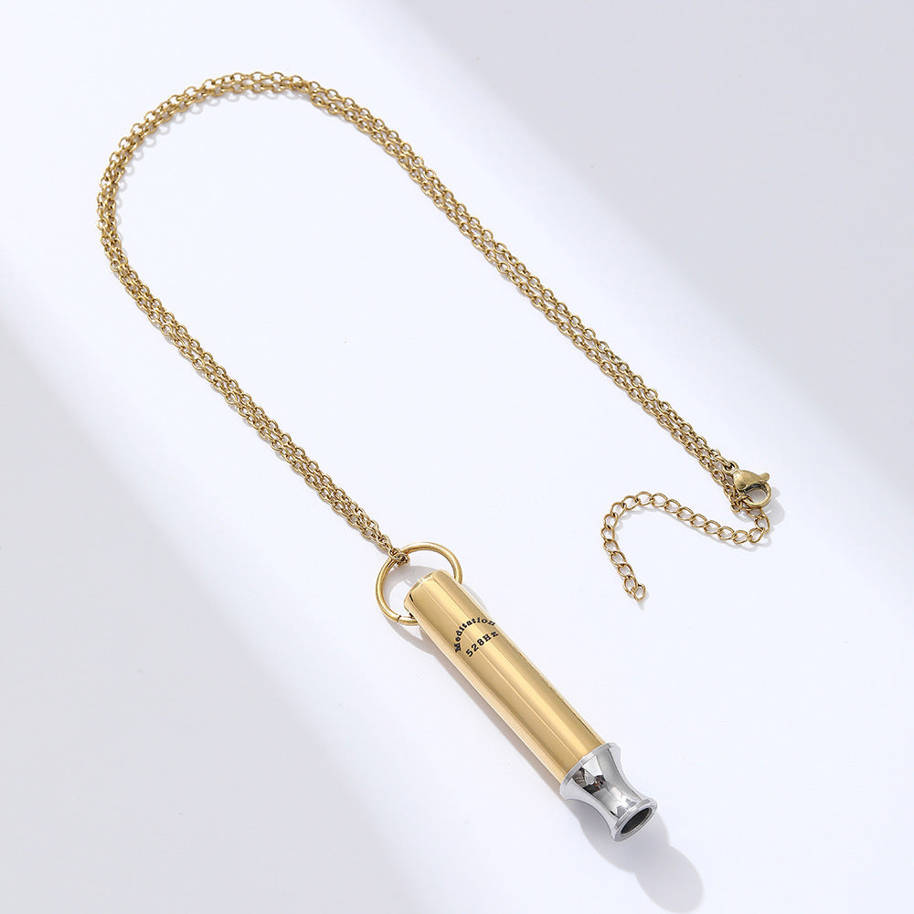 Meditation Breathing Decompression Pendant Necklace Round Tube Whistle Ornament