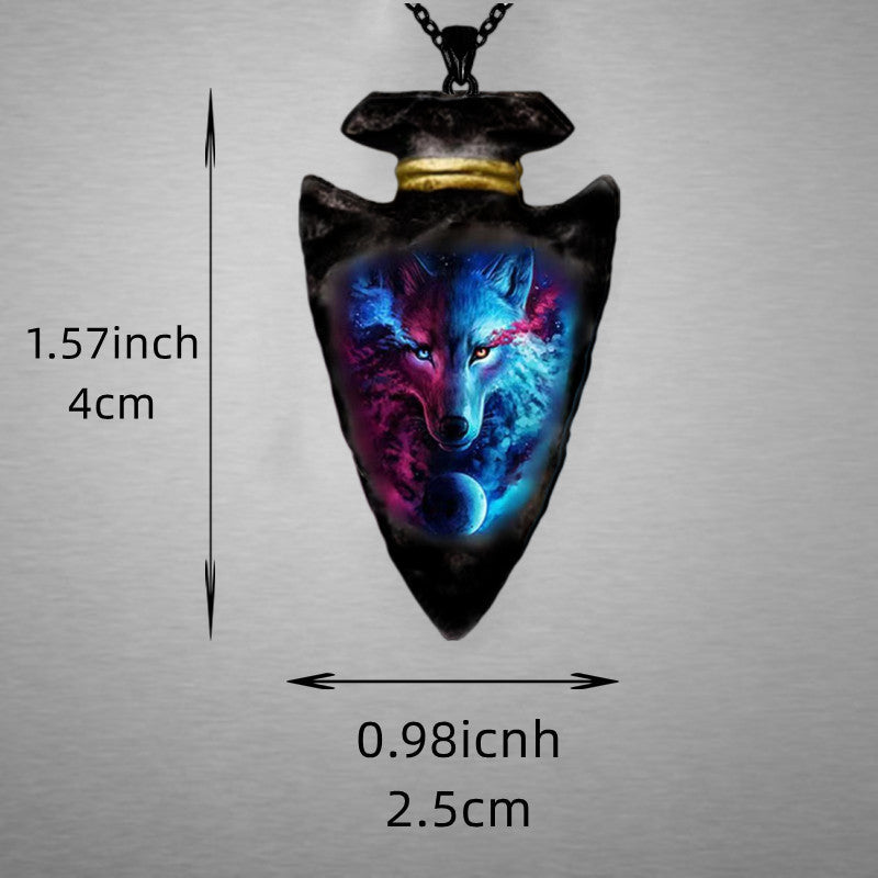 Animal Wolf Head Totem Arrow Pendant