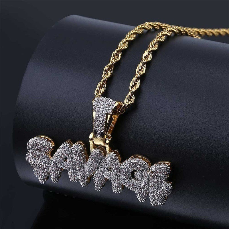 Female Creative Letter SAVAGE Pendant Necklace