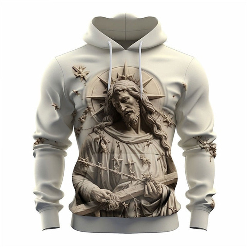 Spring And Autumn New Hoodie Printed Sweater Men's Comfortable Retro Hooded Sweater