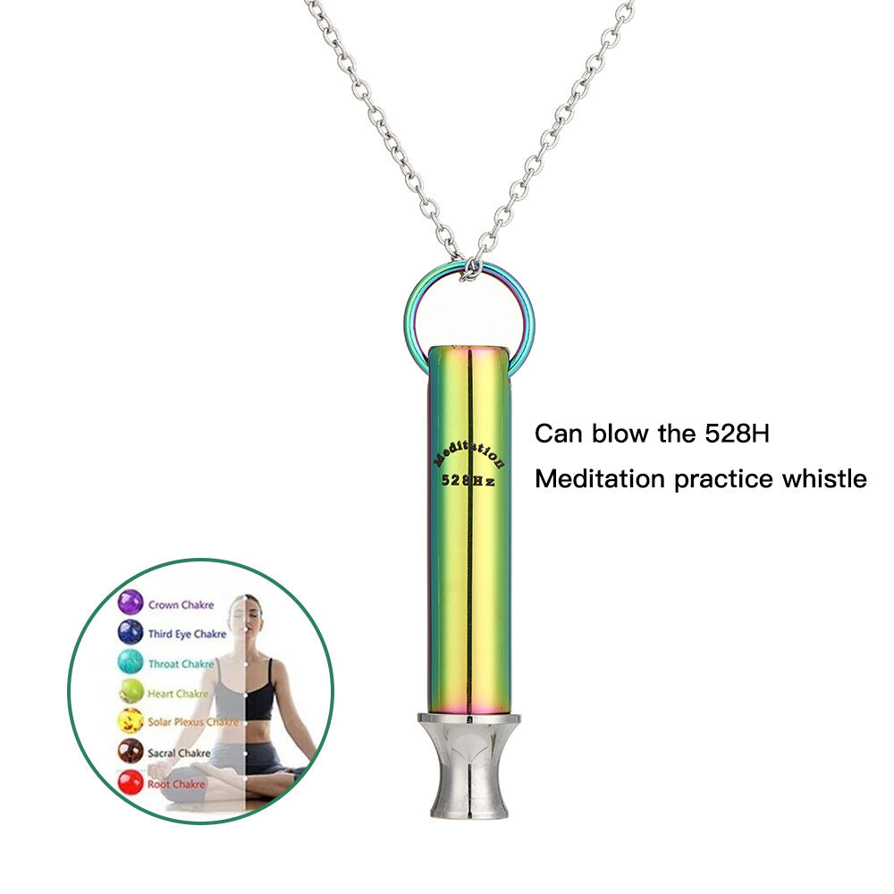 Meditation Breathing Decompression Pendant Necklace Round Tube Whistle Ornament