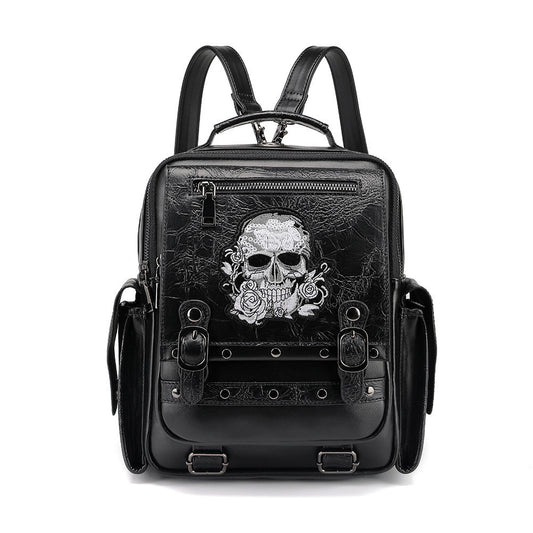 Women's Fashion Gothic Large Capacity Skull Head Embroidered Shoulder Bag