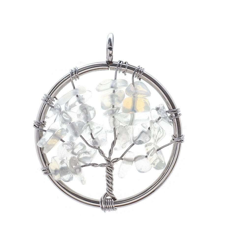 Natural Stone Crystal Life Tree Pendant