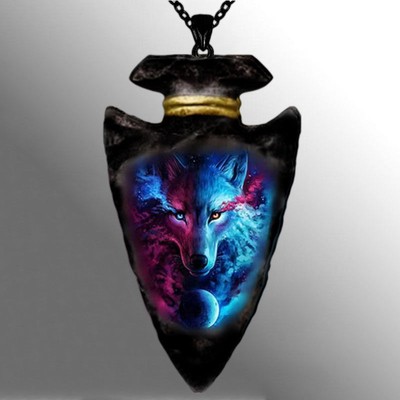 Animal Wolf Head Totem Arrow Pendant