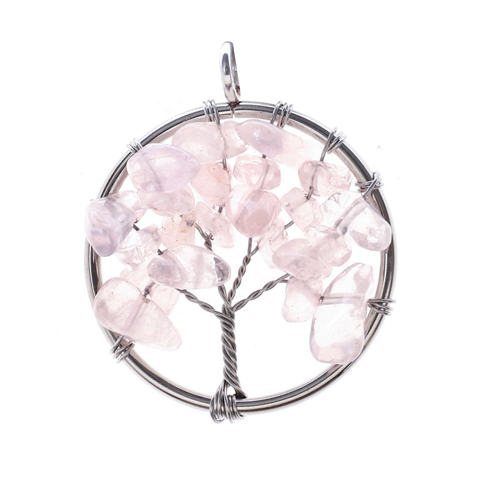 Natural Stone Crystal Life Tree Pendant