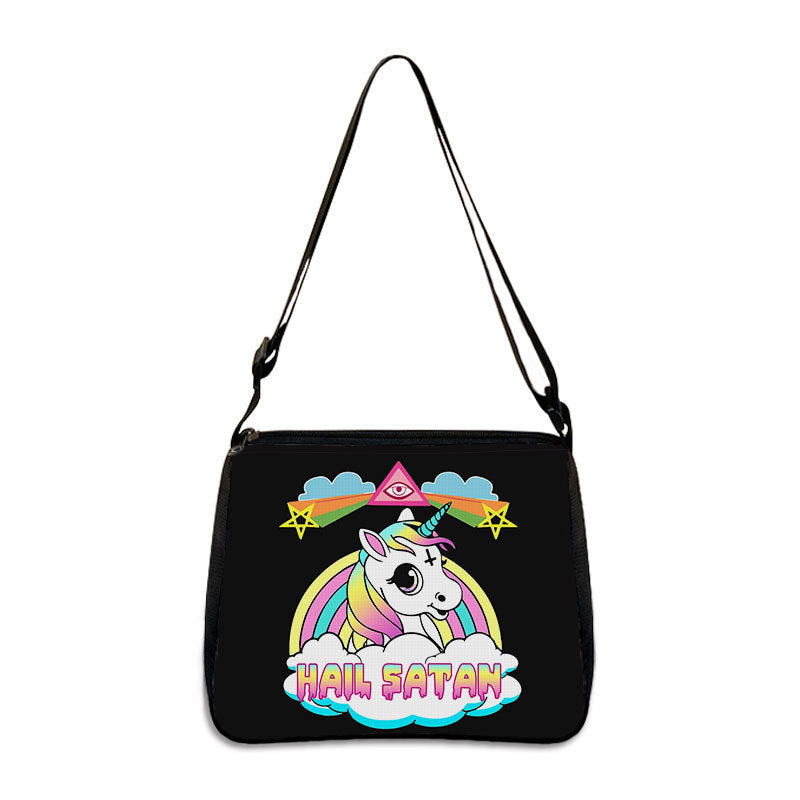 Factory Direct Supply Polyester Underarm Bag Gothic Cat Printing Shoulder Bag Simple Women's Fashion Bag