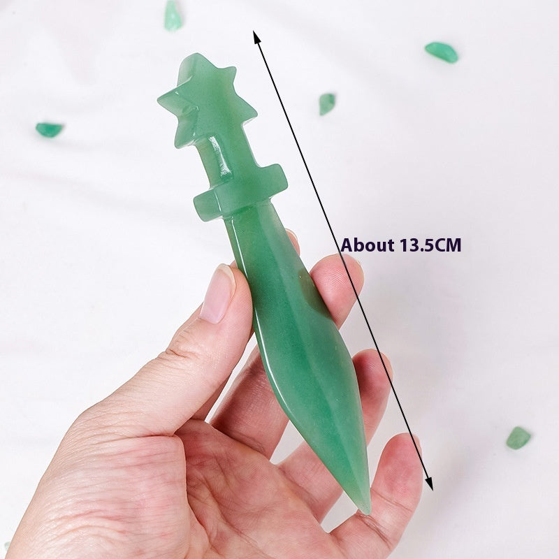 Natural Crystal Stone Dagger Sculpture Semi-precious Stone Knife Decoration Ornaments