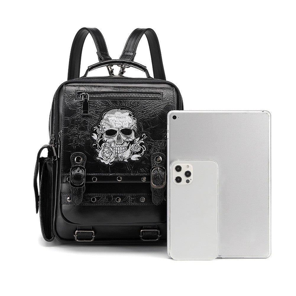 Women's Fashion Gothic Large Capacity Skull Head Embroidered Shoulder Bag